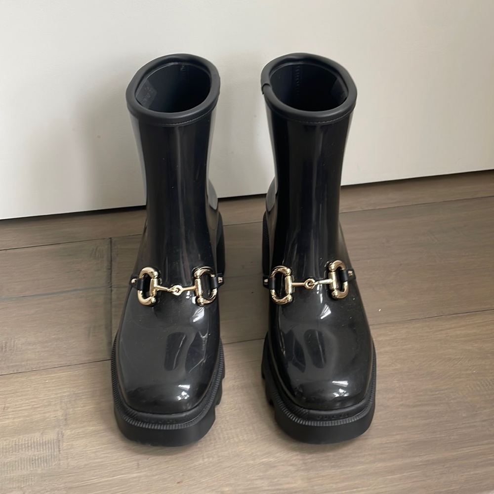 gucci black rain boots